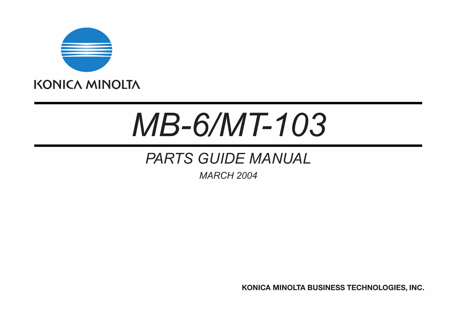 Konica-Minolta Options MB-6 MT-103 Parts Manual-1